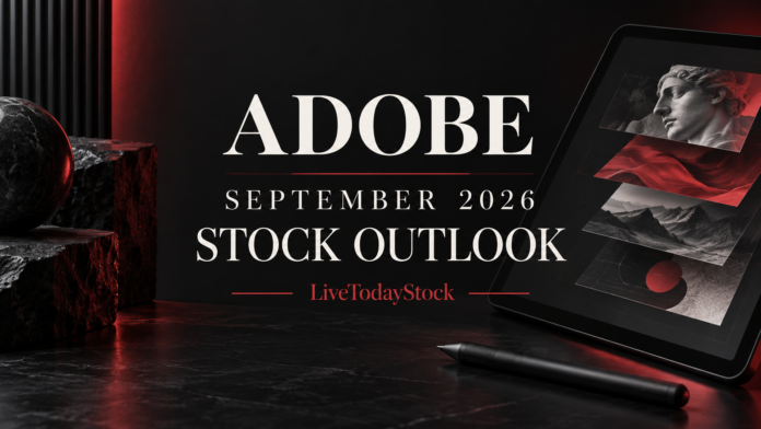 Conceptual editorial illustration for Adobe's September 2026 stock outlook.