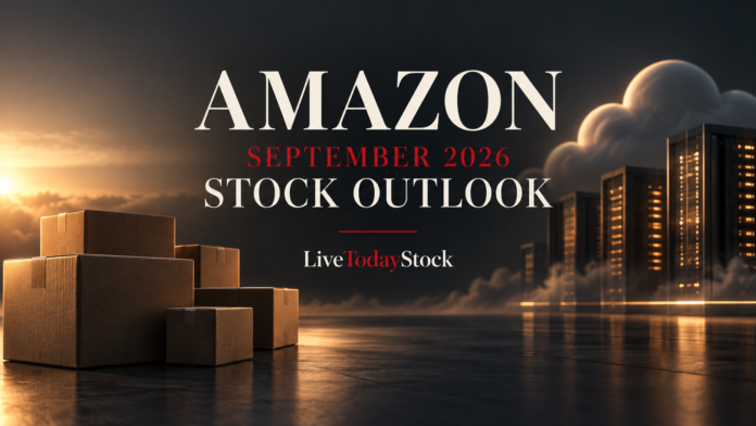 Delivery boxes and cloud servers illustrating Amazon's September 2026 stock outlook.