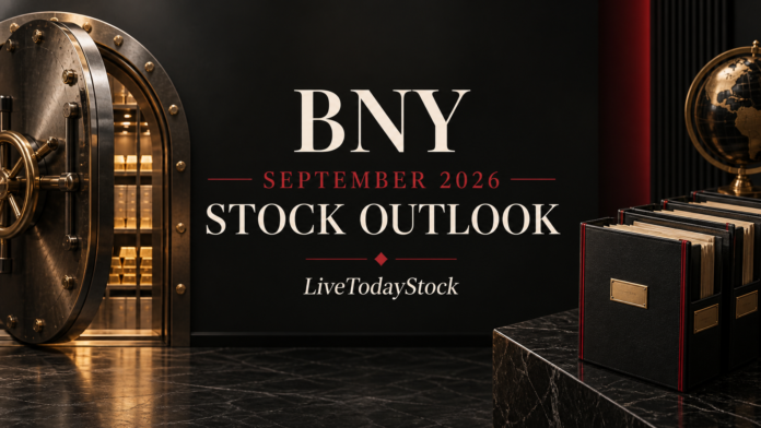 Conceptual editorial illustration for BNY's September 2026 stock outlook.