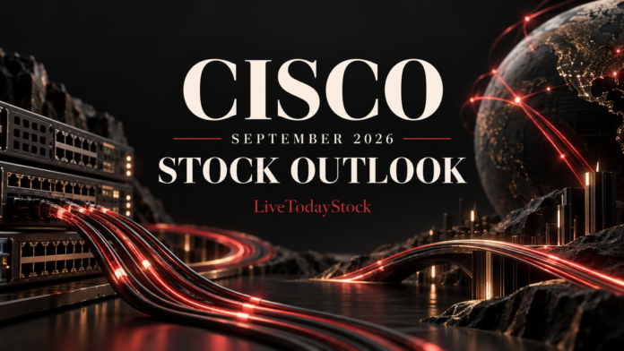 Conceptual editorial illustration for Cisco's September 2026 stock outlook.