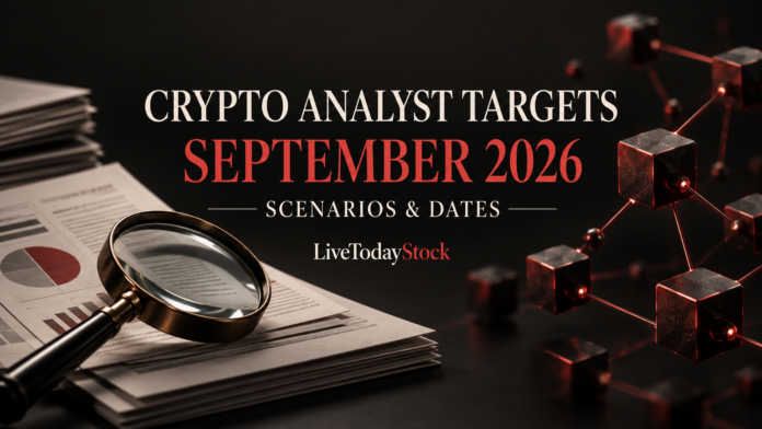 Conceptual research illustration for Crypto Analyst Targets: September 2026 Review of Dates and Scenarios.