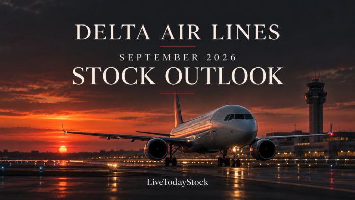 Conceptual editorial illustration for Delta Air Lines's September 2026 stock outlook.