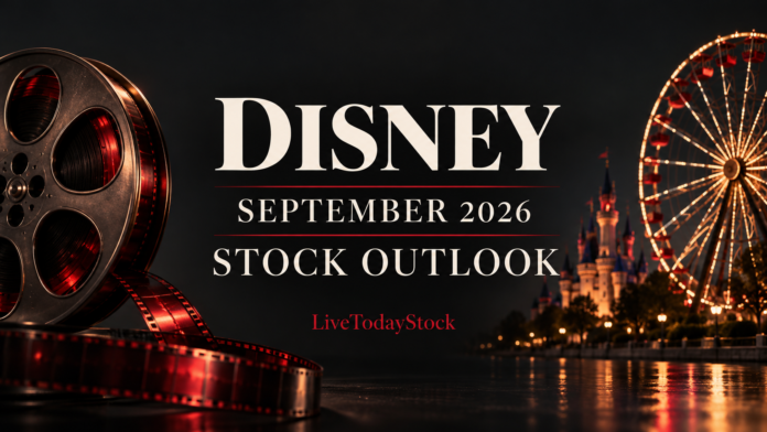 Conceptual editorial illustration for Disney's September 2026 stock outlook.