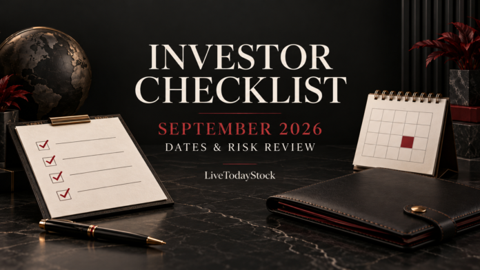 Conceptual editorial illustration for September 2026 Investor Checklist: Dates, Portfolio Risk and Research.