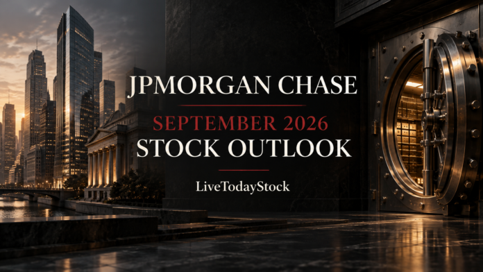 Conceptual editorial illustration for JPMorgan Chase's September 2026 stock outlook.