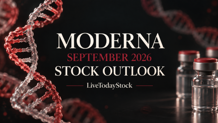 Conceptual editorial illustration for Moderna's September 2026 stock outlook.