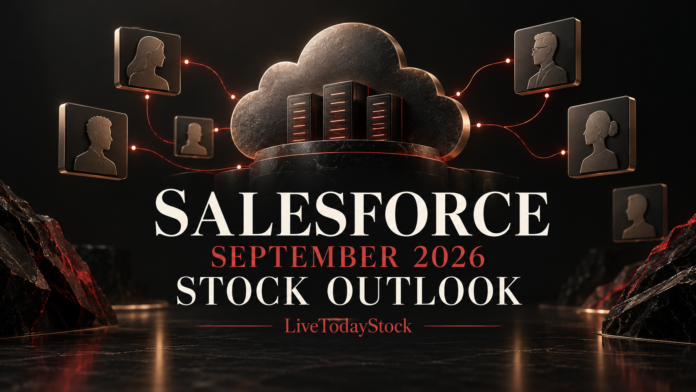 Conceptual editorial illustration for Salesforce's September 2026 stock outlook.