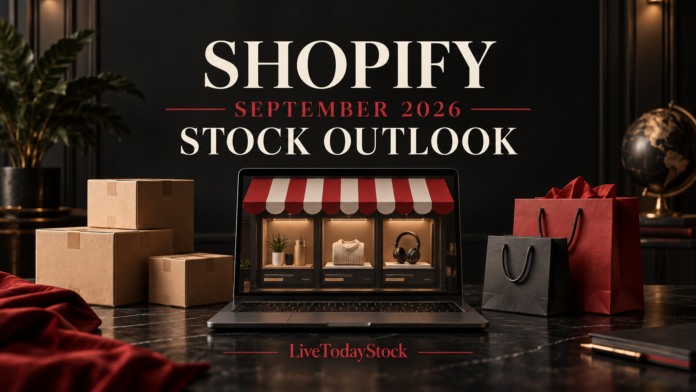 Conceptual editorial illustration for Shopify's September 2026 stock outlook.
