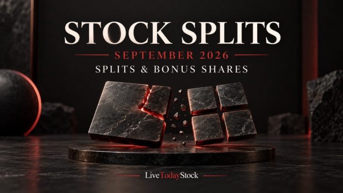 Conceptual editorial illustration for September 2026 Stock Splits and Bonus Shares: Confirmed Announcements.