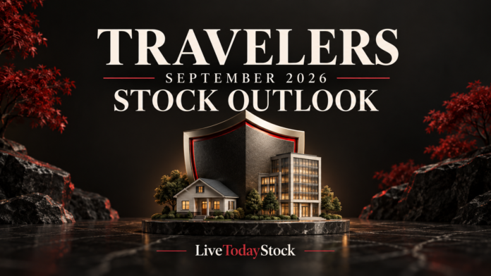 Conceptual editorial illustration for Travelers's September 2026 stock outlook.