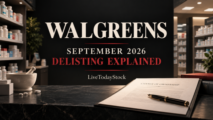 Conceptual pharmacy and ownership document illustrating Walgreens delisting.